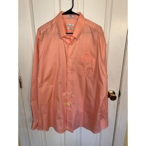 Peter Millar Peach/Orange Crown Finish‎ Long Sleeve Button Up Size  XL